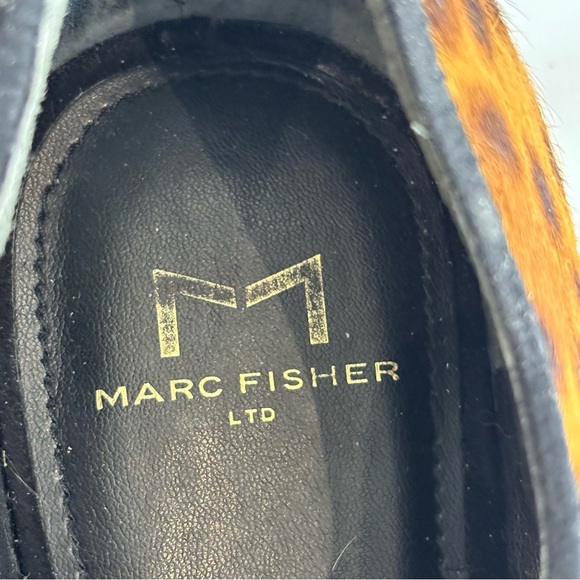 MARC FISHER Sz 8 Leopard Print Lace-Up Brogues Pony Hair Pointy Toe Shoes - Picture 3 of 9